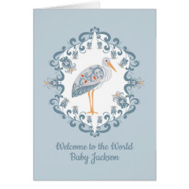 Whimsical Folk Personalized Baby Card