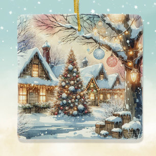 Whimsical Folk Village Personalisierte Weihnachten Keramikornament