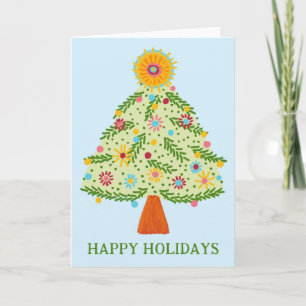 Whimsical Folk Weihnachtsbaum CUSTOM URLAUB Karte