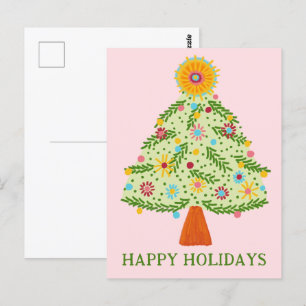 Whimsical Folk Weihnachtsbaum CUSTOM URLAUB Postkarte