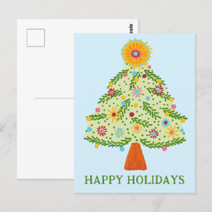 Whimsical Folk Weihnachtsbaum CUSTOM URLAUB Postkarte
