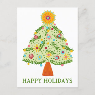 Whimsical Folk Weihnachtsbaum CUSTOM URLAUB Postkarte