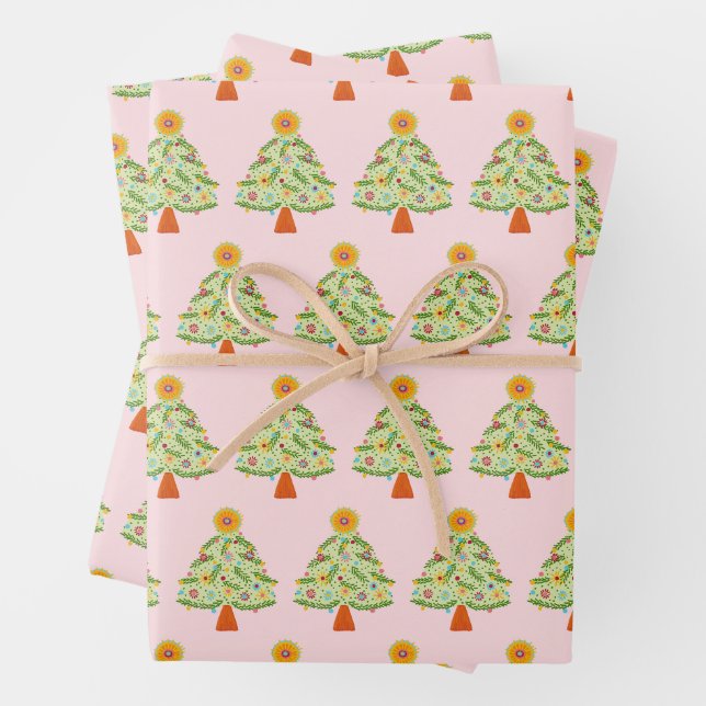 Whimsical Folk Weihnachtsbaum Urlaub Geschenkpapier Set (Beispiel)