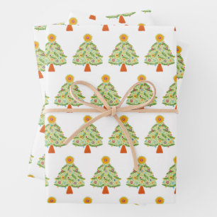 Whimsical Folk Weihnachtsbaum Urlaub Geschenkpapier Set