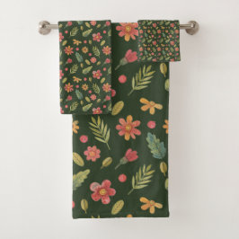 Whimsical Forest Blume & Blätter Badhandtuch Set