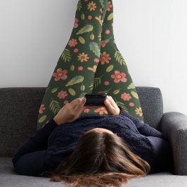 Whimsical Forest Blume & Blätter Leggings