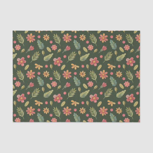 Whimsical Forest Blume & Blätter Seidenpapier (Vorderseite)