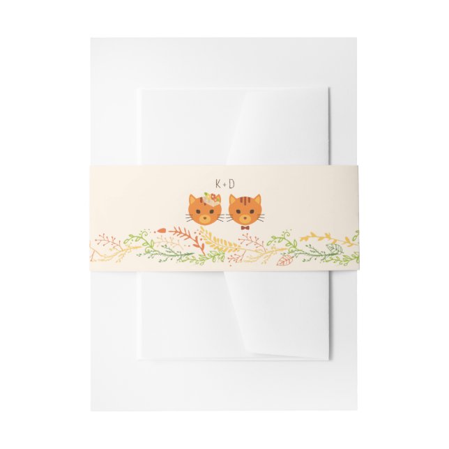 Whimsical Forest Cats (Cream) Rustikale Hochzeit Einladungsbanderole (Vorderseite Beispiel)