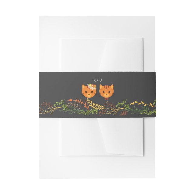 Whimsical Forest Cats Rustikale Hochzeit Einladungsbanderole (Vorderseite Beispiel)