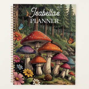 Whimsical Forest Creek mit Pilzen, Schmetterlingen Planer