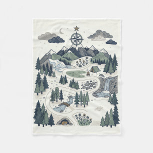 Whimsical Forest Karte und Berglandschaft Fleece