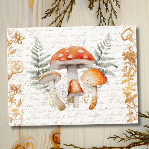 Whimsical Forest Pilz Vintage-Brief Farmhaus Postkarte