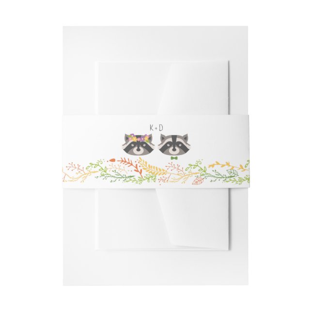 Whimsical Forest Raccoons Rustikale Hochzeit Einladungsbanderole (Vorderseite Beispiel)