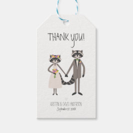 Whimsical Forest Raccoons Rustikale Hochzeitsmarke Geschenkanhänger
