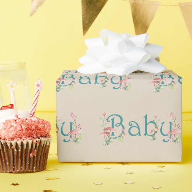Whimsical Forest Theme mit Mushrooms Baby Dusche Geschenkpapier (Geburtstagsparty)