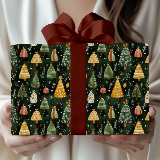 Whimsical Forest Weihnachtsbaum-Muster Geschenkpapier (Von Creator hochgeladen)