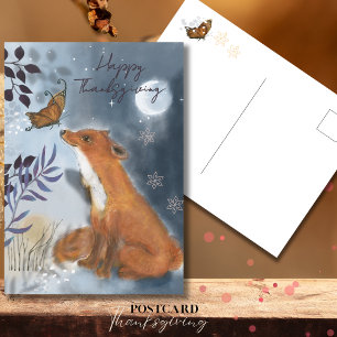 Whimsical Fox & Butterfly Mystical Erntedank Postkarte