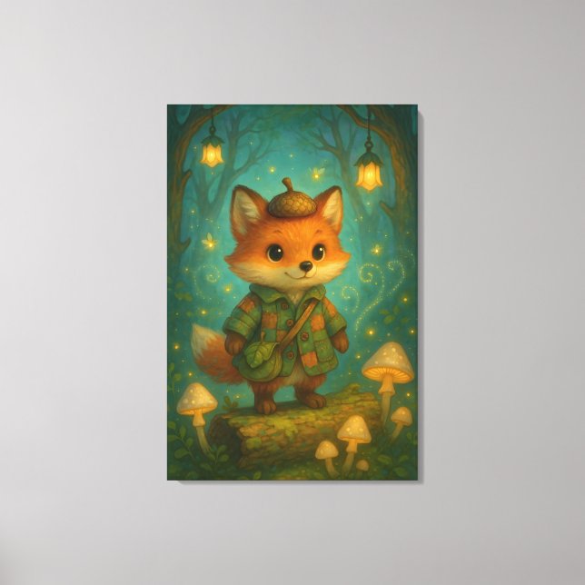 Whimsical Fox Explorer Kunst Leinwanddruck (Vorderseite)