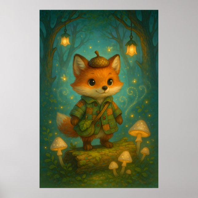 Whimsical Fox Explorer Kunst Poster (Vorne)