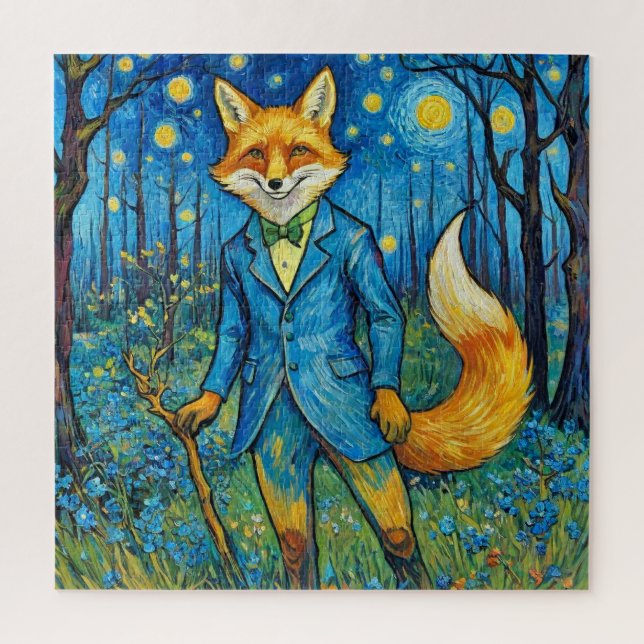 Whimsical Fox in der Sternennacht (Vertikal)