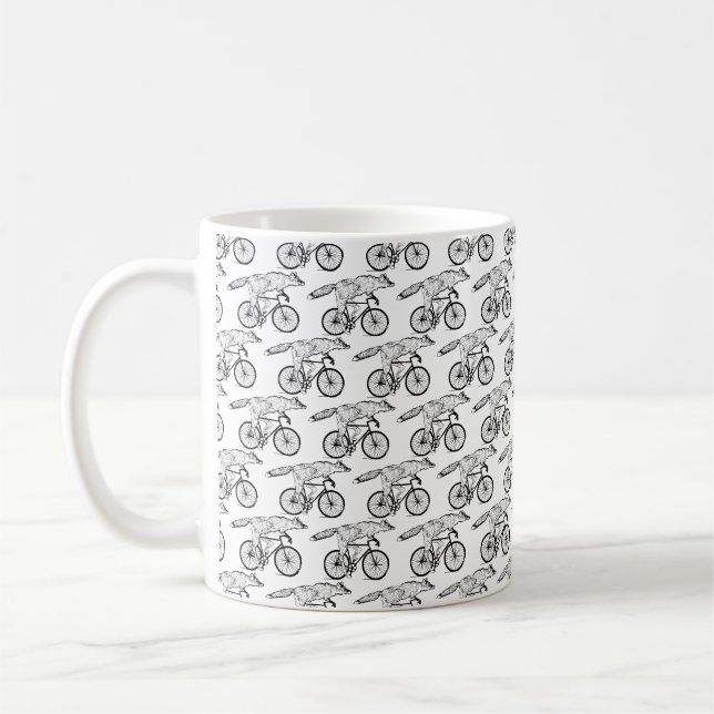 Whimsical Fox on Bicycle Art Print Kaffeetasse (Links)