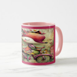 Whimsical Fox on Bicycle Floral Magic Mug Tasse