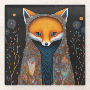Whimsical Fox Woodland Fantasy Art Glass Untersetz Glasuntersetzer