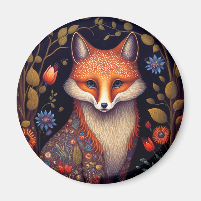 Whimsical Fox Woodland Fantasy Art Magnet (Vorne)
