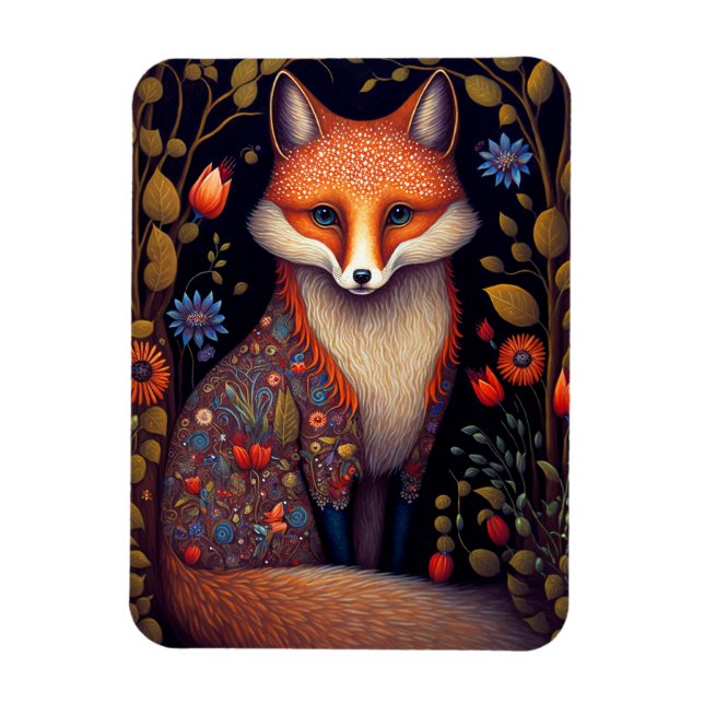Whimsical Fox Woodland Fantasy Art Magnet (Vertikal)