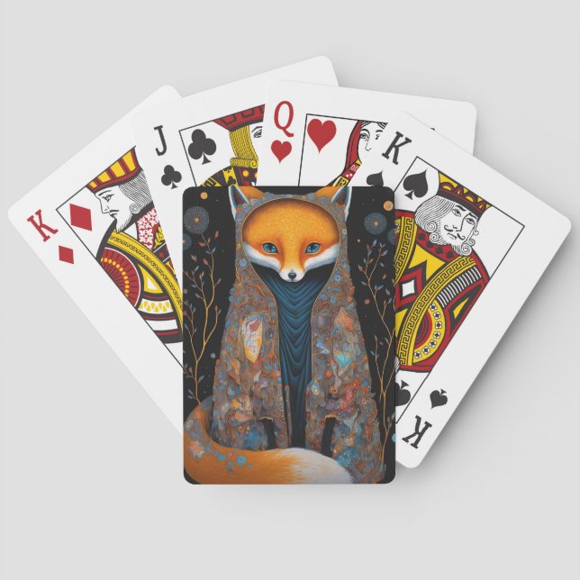 Whimsical Fox Woodland Fantasy Art Ping Cards Spielkarten (Rückseite)