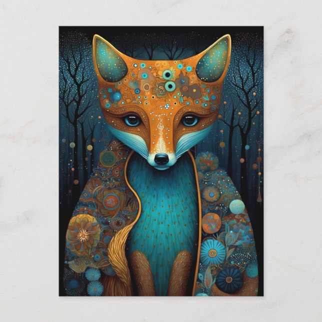 Whimsical Fox Woodland Fantasy Art Postkarte (Vorderseite)