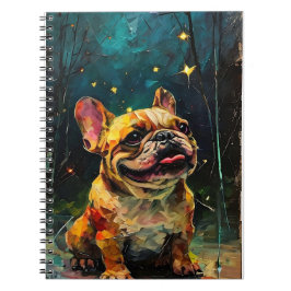 Whimsical French Bulldog Puppy guckt die Sterne Notizblock