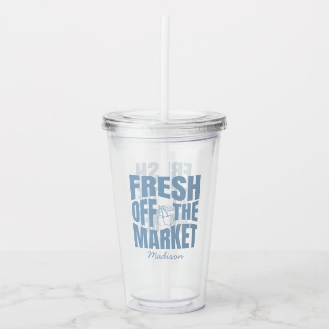 Whimsical Fresh off Market Blue Brautparty Acryltrinkbecher (Vorderseite)