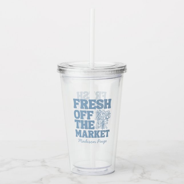 Whimsical Fresh off Market Blue Brautparty Acryltrinkbecher (Vorderseite)