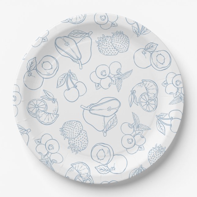 Whimsical Fresh off Market Blue Brautparty Pappteller (Vorderseite)