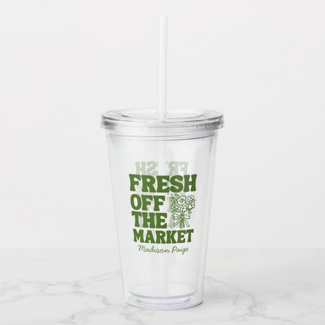 Whimsical Fresh off Market Green Brautparty Acryltrinkbecher (Vorderseite)