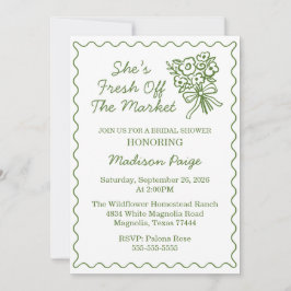 Whimsical Fresh off Market Green Brautparty Einladung
