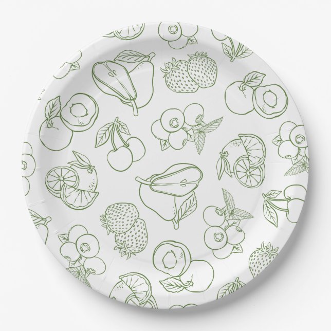 Whimsical Fresh off Market Green Brautparty Pappteller (Vorderseite)