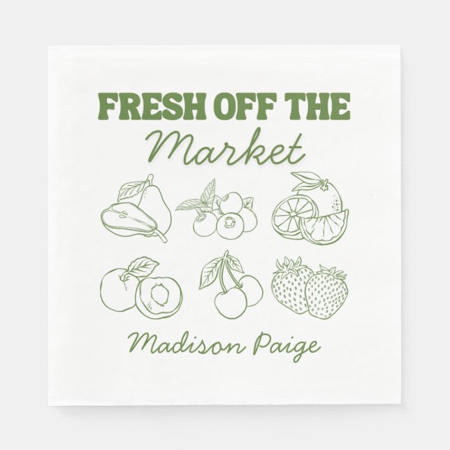 Whimsical Fresh off Market Green Brautparty Serviette (Vorderseite)