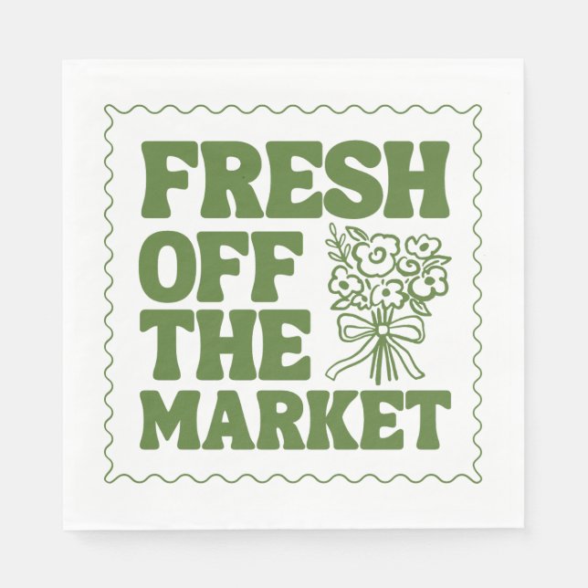 Whimsical Fresh off Market Green Brautparty Serviette (Vorderseite)