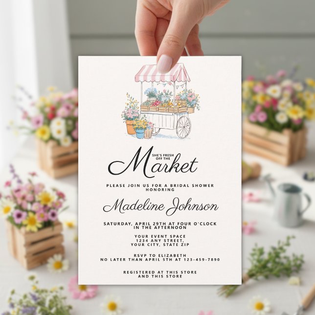 Whimsical Fresh Off The Market Bridal Shower  Einladung (Von Creator hochgeladen)