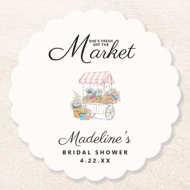 Whimsical Fresh Off The Market Bridal Shower  Untersetzer (Vorderseite)