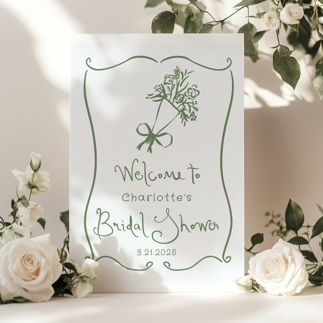 Whimsical Fresh Off The Market Sage green Bridal Poster (Von Creator hochgeladen)