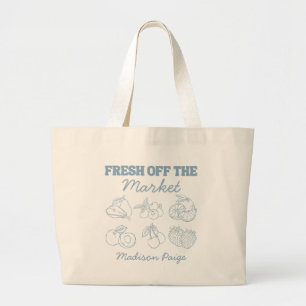 Whimsical Frisch auf dem Markt Blaues Brautdusche Jumbo Stoffbeutel