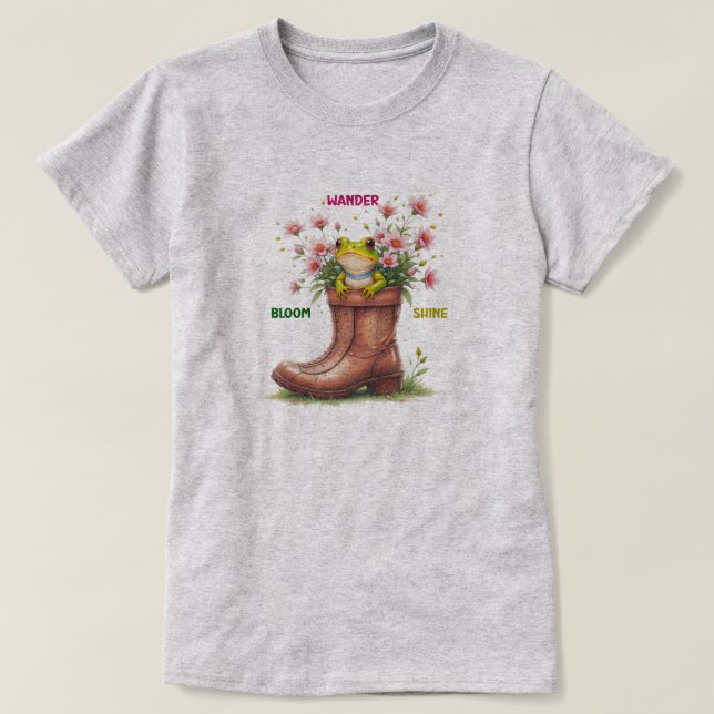 Whimsical Frog Bloom T-Shirt (Design vorne)
