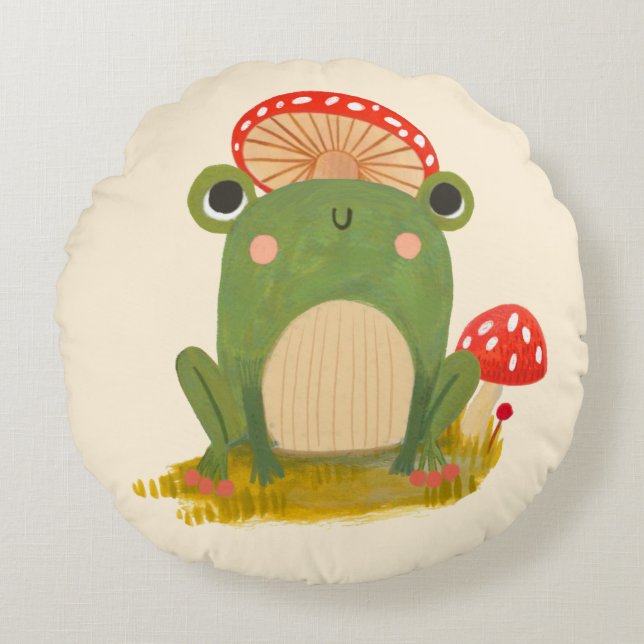 Whimsical Frog Coussin - Cute Woodland Nursery (Devant)