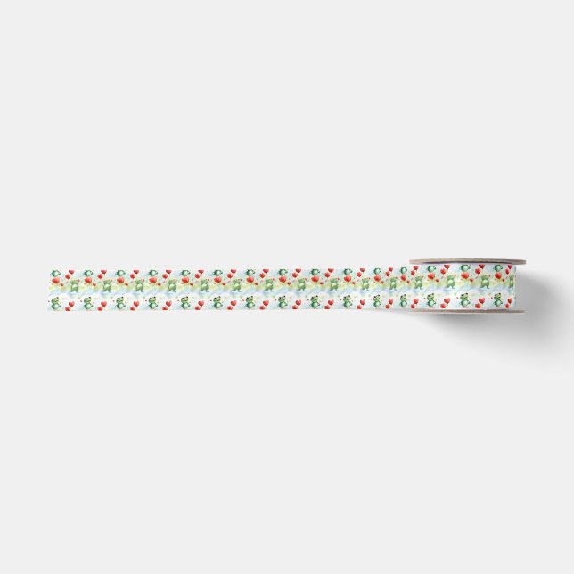 Whimsical Frog Herzblasen Satinband (Vorderseite)