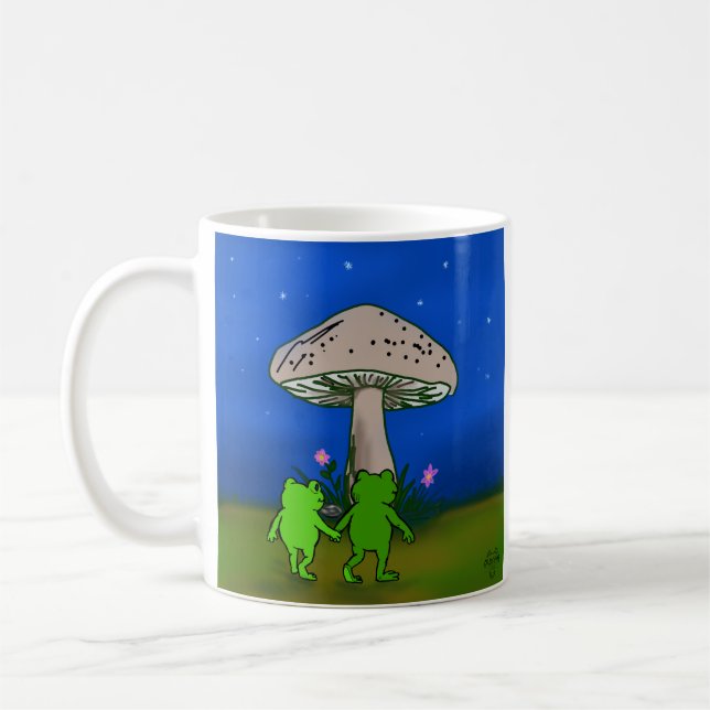 Whimsical Frog Journey Storybook Woodland Art Mug (Gauche)