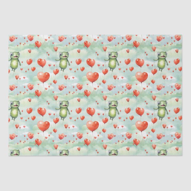 Whimsical Frog Menge Herzblasen Seidenpapier (Vorderseite)