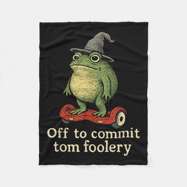 Whimsical Frog Wizard ab, um Tom zum Narren zu bri Fleecedecke (Vorderseite)